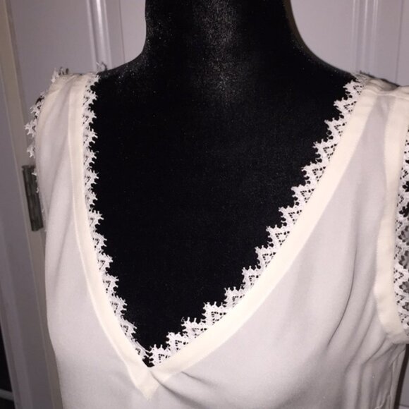 Rebecca Taylor Tailored SL Silk Lace Tank Top Snow 115 Size Small - Picture 2 of 13